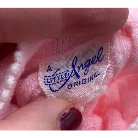 Vintage A Little Angel Sweater Baby 0-3M Pink Birds Embroidered Girls 1960s EUC - Picture 12 of 12